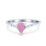 Teardrop Pear Art Deco Wedding Bridal Engagement Ring Round Simulated Cubic Zirconia 925 Sterling Silver