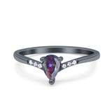 Teardrop Pear Art Deco Wedding Bridal Engagement Ring Round Simulated Cubic Zirconia 925 Sterling Silver