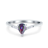 Teardrop Pear Art Deco Wedding Bridal Engagement Ring Round Simulated Cubic Zirconia 925 Sterling Silver