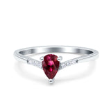 Teardrop Pear Art Deco Wedding Bridal Engagement Ring Round Simulated Cubic Zirconia 925 Sterling Silver