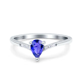Teardrop Pear Art Deco Wedding Bridal Engagement Ring Round Simulated Cubic Zirconia 925 Sterling Silver
