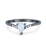 Teardrop Pear Art Deco Wedding Bridal Engagement Ring Round Simulated Cubic Zirconia 925 Sterling Silver