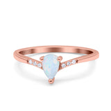 Teardrop Pear Art Deco Wedding Bridal Engagement Ring Round Simulated Cubic Zirconia 925 Sterling Silver
