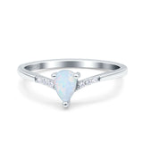 Teardrop Pear Art Deco Wedding Bridal Engagement Ring Round Simulated Cubic Zirconia 925 Sterling Silver