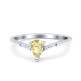 Teardrop Pear Art Deco Wedding Bridal Engagement Ring Round Simulated Cubic Zirconia 925 Sterling Silver