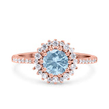 Halo Art Deco Wedding Bridal Ring Round Simulated Cubic Zirconia 925 Sterling Silver