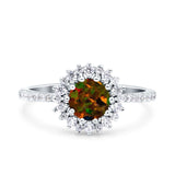 Halo Art Deco Wedding Bridal Ring Round Simulated Cubic Zirconia 925 Sterling Silver