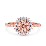 Halo Art Deco Wedding Bridal Ring Round Simulated Cubic Zirconia 925 Sterling Silver