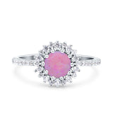 Halo Art Deco Wedding Bridal Ring Round Simulated Cubic Zirconia 925 Sterling Silver