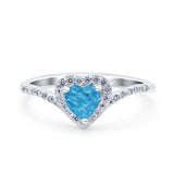 Halo Heart Art Deco Wedding Bridal Ring Round Simulated Cubic Zirconia 925 Sterling Silver