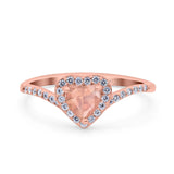 Halo Heart Art Deco Wedding Bridal Ring Round Simulated Cubic Zirconia 925 Sterling Silver