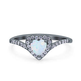 Halo Heart Art Deco Wedding Bridal Ring Round Simulated Cubic Zirconia 925 Sterling Silver