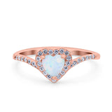 Halo Heart Art Deco Wedding Bridal Ring Round Simulated Cubic Zirconia 925 Sterling Silver