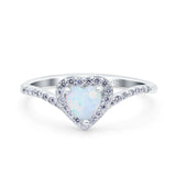 Halo Heart Art Deco Wedding Bridal Ring Round Simulated Cubic Zirconia 925 Sterling Silver