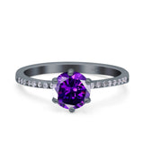 Art Deco Wedding Engagement Bridal Ring Round Simulated Cubic Zirconia 925 Sterling Silver