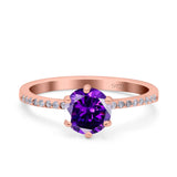 Art Deco Wedding Engagement Bridal Ring Round Simulated Cubic Zirconia 925 Sterling Silver