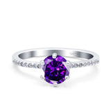 Art Deco Wedding Engagement Bridal Ring Round Simulated Cubic Zirconia 925 Sterling Silver