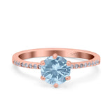 Art Deco Wedding Engagement Bridal Ring Round Simulated Cubic Zirconia 925 Sterling Silver