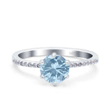 Art Deco Wedding Engagement Bridal Ring Round Simulated Cubic Zirconia 925 Sterling Silver