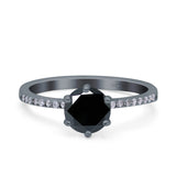 Art Deco Wedding Engagement Bridal Ring Round Simulated Cubic Zirconia 925 Sterling Silver