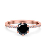 Art Deco Wedding Engagement Bridal Ring Round Simulated Cubic Zirconia 925 Sterling Silver