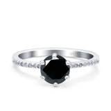 Art Deco Wedding Engagement Bridal Ring Round Simulated Cubic Zirconia 925 Sterling Silver