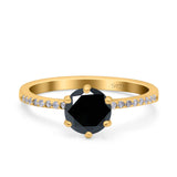 Art Deco Wedding Engagement Bridal Ring Round Simulated Cubic Zirconia 925 Sterling Silver