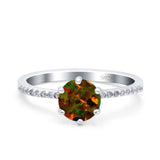 Art Deco Wedding Engagement Bridal Ring Round Simulated Cubic Zirconia 925 Sterling Silver