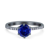 Art Deco Wedding Engagement Bridal Ring Round Simulated Cubic Zirconia 925 Sterling Silver