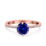 Art Deco Wedding Engagement Bridal Ring Round Simulated Cubic Zirconia 925 Sterling Silver