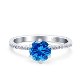 Art Deco Wedding Engagement Bridal Ring Round Simulated Cubic Zirconia 925 Sterling Silver