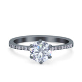 Art Deco Wedding Engagement Bridal Ring Round Simulated Cubic Zirconia 925 Sterling Silver