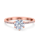 Art Deco Wedding Engagement Bridal Ring Round Simulated Cubic Zirconia 925 Sterling Silver