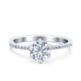 Art Deco Wedding Engagement Bridal Ring Round Simulated Cubic Zirconia 925 Sterling Silver