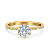 Art Deco Wedding Engagement Bridal Ring Round Simulated Cubic Zirconia 925 Sterling Silver