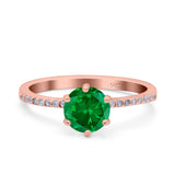 Art Deco Wedding Engagement Bridal Ring Round Simulated Cubic Zirconia 925 Sterling Silver