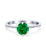 Art Deco Wedding Engagement Bridal Ring Round Simulated Cubic Zirconia 925 Sterling Silver