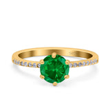 Art Deco Wedding Engagement Bridal Ring Round Simulated Cubic Zirconia 925 Sterling Silver