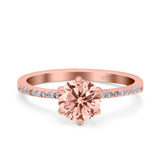 Art Deco Wedding Engagement Bridal Ring Round Simulated Cubic Zirconia 925 Sterling Silver