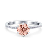 Art Deco Wedding Engagement Bridal Ring Round Simulated Cubic Zirconia 925 Sterling Silver