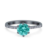 Art Deco Wedding Engagement Bridal Ring Round Simulated Cubic Zirconia 925 Sterling Silver