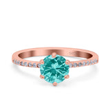 Art Deco Wedding Engagement Bridal Ring Round Simulated Cubic Zirconia 925 Sterling Silver