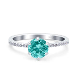 Art Deco Wedding Engagement Bridal Ring Round Simulated Cubic Zirconia 925 Sterling Silver