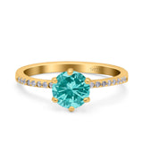 Art Deco Wedding Engagement Bridal Ring Round Simulated Cubic Zirconia 925 Sterling Silver