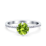 Art Deco Wedding Engagement Bridal Ring Round Simulated Cubic Zirconia 925 Sterling Silver