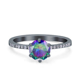 Art Deco Wedding Engagement Bridal Ring Round Simulated Cubic Zirconia 925 Sterling Silver