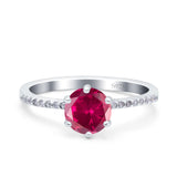 Art Deco Wedding Engagement Bridal Ring Round Simulated Cubic Zirconia 925 Sterling Silver