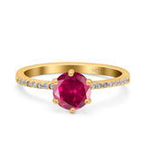 Art Deco Wedding Engagement Bridal Ring Round Simulated Cubic Zirconia 925 Sterling Silver