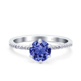 Art Deco Wedding Engagement Bridal Ring Round Simulated Cubic Zirconia 925 Sterling Silver