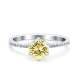 Art Deco Wedding Engagement Bridal Ring Round Simulated Cubic Zirconia 925 Sterling Silver